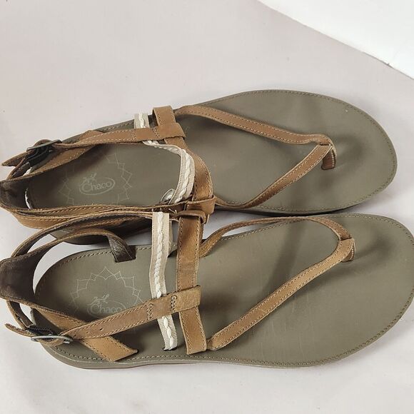 Chaco Bronze‎ Maya li Leather Slingback Thong Sandals Java Brown Women's 8 - Picture 6 of 10